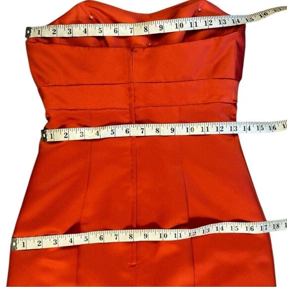 Alfred Angelo Reddish Orange Strapless Midi Cocktail Dress Sz 4 - Picture 7 of 10